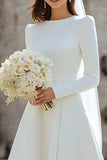 Ivory A-Line Long Sleeve Engagement Dress