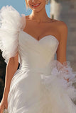 One Shoulder Ivory Tulle Bridal Shower Dress