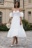Strapless A-Line Ivory Engagement Dress With Removable Sleeves