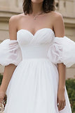 Strapless A-Line Ivory Engagement Dress With Removable Sleeves