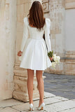 Ivory Beaded A-Line Square Neck Long Sleeve Bridal Shower Dress