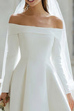 Off The Shoulder A-Line Satin High Low Engagement Dress With Long Sleeves