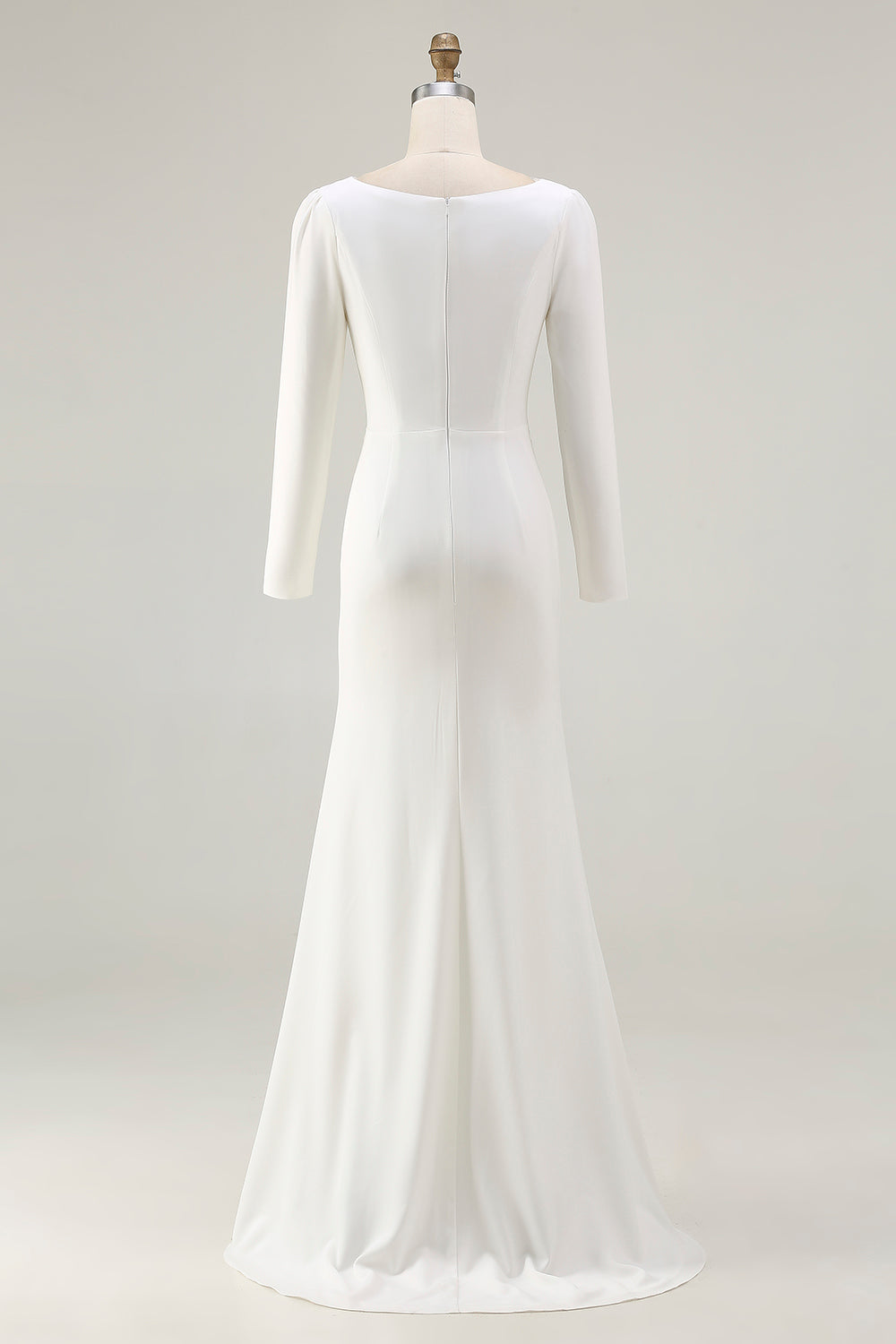 Berylove Women Ivory Sheath Engagement Dress Long Sleeve Ruched Bateau Neck Bridal Shower Dress With Slit, Ivory / US18W Berylove Women Ivory Sheath Engagement Dress Long Sleeve Ruched Bateau Neck Bridal Shower Dress With Slit, Ivory / US18W