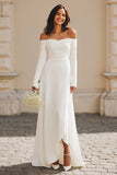 Off The Shoulder A-Line Ivory Long Sleeve Wedding Dress