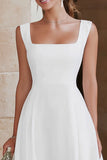 Ivory A-Line Tiered Ruffle Engagement Dress
