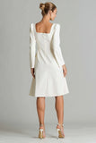 Ivory A-Line Long Sleeve Work Dress