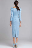 Light Blue Pencil Appliqued Midi Dress