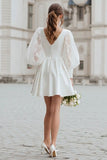 Ivory V-Neck A-Line Bridal Shower Dress With Lace