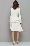 Ivory A-Line Ruffle Long Sleeve Work Dress
