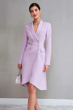 Lilac Peak Lapel A-Line Long Sleeve Blazer Dress