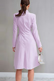 Lilac Peak Lapel A-Line Long Sleeve Blazer Dress