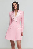 Pink A-Line Peak Lapel Blazer Dress