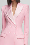 Pink A-Line Peak Lapel Blazer Dress
