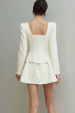 Ivory Long Sleeve A-Line Mini Work Dress