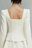 Ivory Long Sleeve A-Line Mini Work Dress