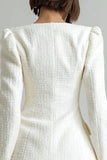 2-Piece Ivory Long Sleeve A-Line Square Neck Work Dress