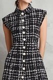 Tweed A-Line Black High Neck Work Dress