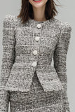 Grey 2-Piece Long Sleeve Tweed Work Dress