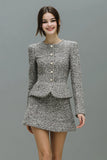 Grey 2-Piece Single Breasted Mini Work Dress