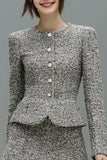Grey 2-Piece Single Breasted Mini Work Dress