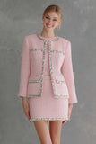 Pencil Pink 2-Piece Mini Work Dress With Sequins