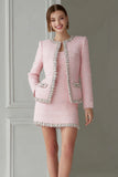 Pink 2-Piece Bodycon Long Sleeve Work Dress