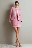 Pink Tweed Bodycon 2-Piece Work Dress
