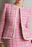 Pink Tweed Bodycon 2-Piece Work Dress