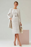 Mix Black Grid 2-Piece Pencil Midi Work Dress