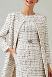 Mix Black Grid 2-Piece Pencil Midi Work Dress