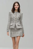 2-Piece Grey Single Breasted Mini Work Suits