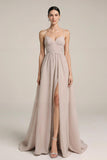 Fog Spaghetti Straps A-Line Evening Dress With Slit