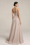 Fog Spaghetti Straps A-Line Evening Dress With Slit
