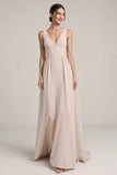 Fog A-Line V-Neck Maxi Wedding Guest Dress