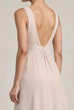 Fog A-Line V-Neck Maxi Wedding Guest Dress