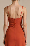 Orange Sheath Spaghetti Straps Maxi Dress
