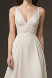 Ivory A-Line Spaghetti Straps Backless Evening Dress
