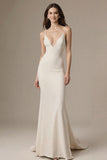 Ivory Mermaid Spaghetti Straps Maxi Dress