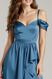 Twilight High-Low Cold Shoulder A-Line Ruffled Formal Dress