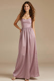 Strapless Dusty Rose A-Line Backless Wedding Guest Dress