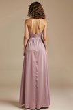 Strapless Dusty Rose A-Line Backless Wedding Guest Dress