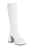 Black Platform Chunky High Heel Knee High Boots