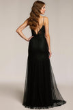 Black A Line V-Neck Formal Dress With Slit