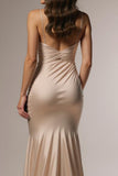 Champagne Cut-Out Mermaid Formal Dress With Slit
