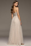Strapless A-Line Ivory Sequin Prom Dress