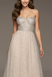 Strapless A-Line Ivory Sequin Prom Dress