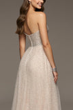 Strapless A-Line Ivory Sequin Prom Dress