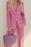 2-Piece Pink Single Breasted Women Suits