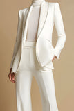 White Beaded Shawl Lapel 2-Piece Women Suits