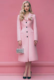 Pink Notched Lapel Single Breasted Long Sleeve Blazer Dress